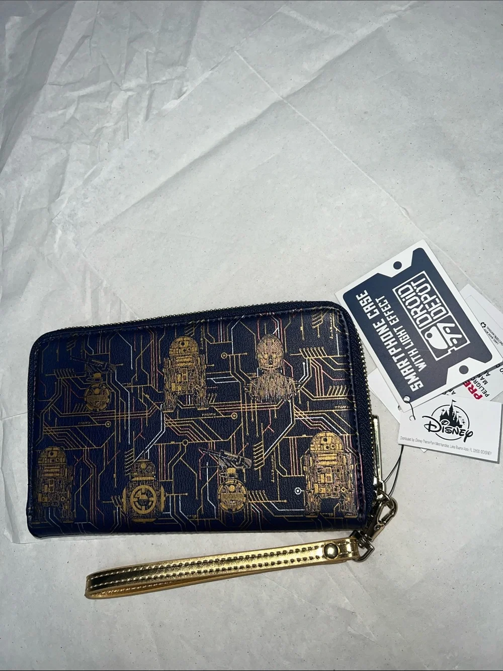 Disney Star Wars Driod Depot Navy Blue Zip Wristlet Wallet